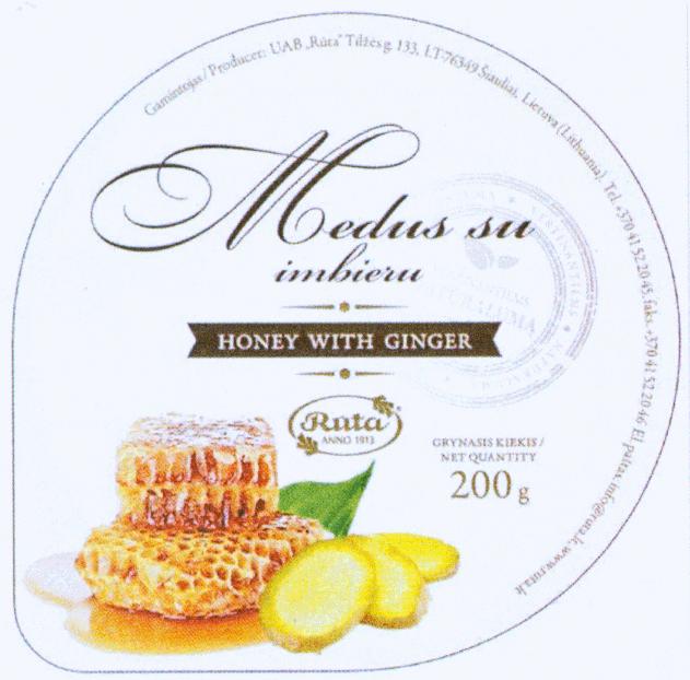 Prekės ženklas: Medus su imbieru HONEY WITH GINGER Rūta ANNO 1913
